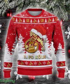1 FC Koln Ugly Christmas Sweater Santa Hat Logo Trending Christmas Gift For Fans - 1 FC Koln Ugly Christmas Sweater_2
