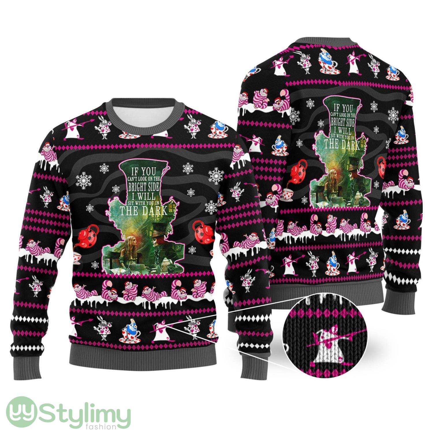 Alice in Wonderland Ugly Christmas Sweater Mad Hatter Cheshire Cat Tea Party Ugly Sweater 2 Alice in Wonderland Ugly Christmas Sweater Mad Hatter Cheshire Cat Tea Party Ugly Sweater Product Photo 1