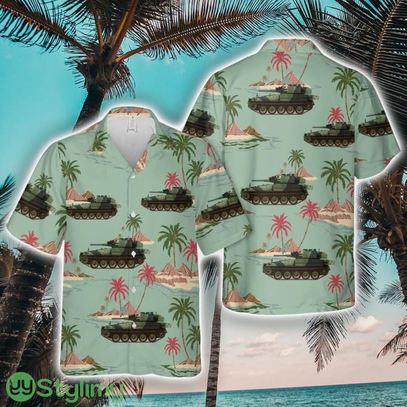 Alvis Scorpion of the British Army with the typical OTAN camouflage, 1975 3D Hawaiian Shirt Summer Time Holiday Gift For Men And Women 2 Alvis Scorpion of the British Army with the typical OTAN camouflage, 1975 3D Hawaiian Shirt Summer Time Holiday Gift For Men And Women Product Photo 1