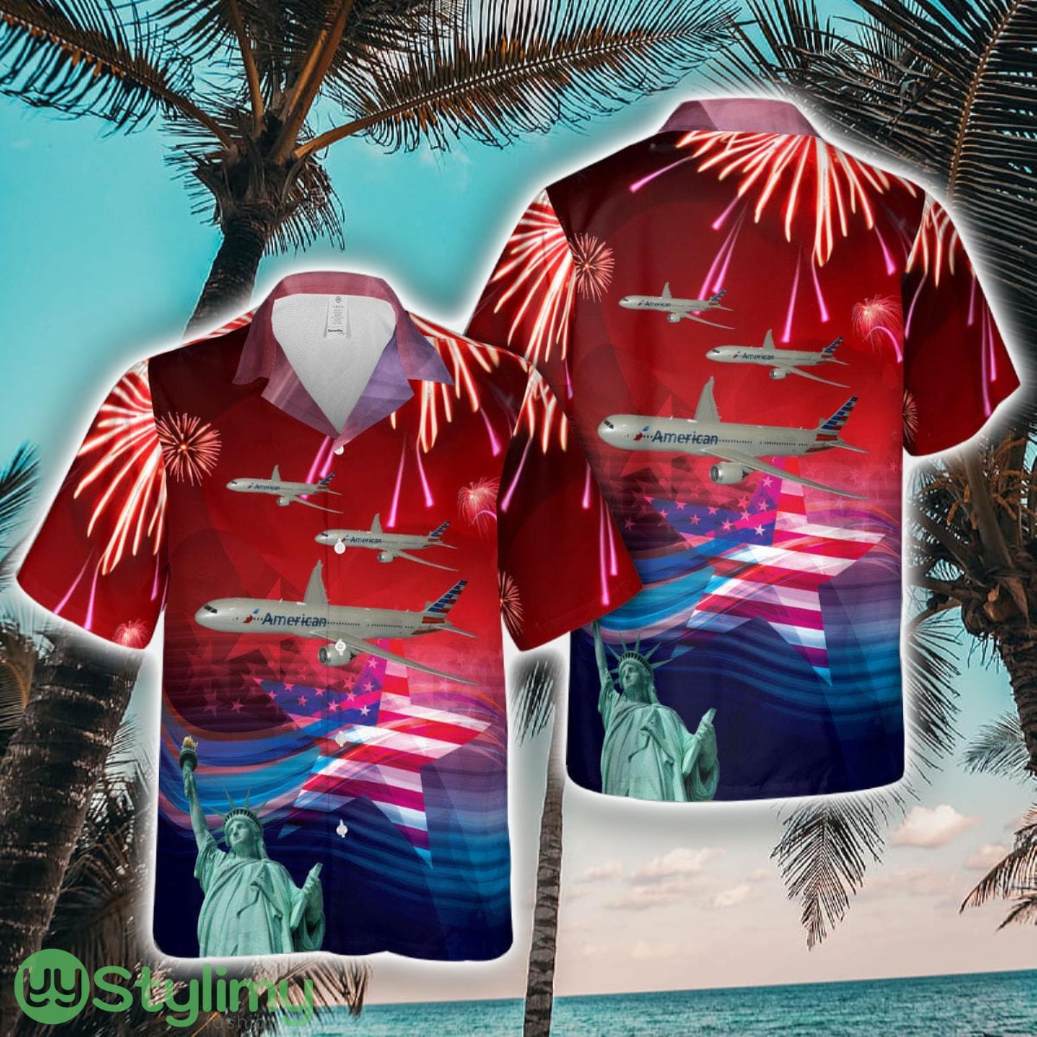 American Airlines Boeing 787-900, 4th Of July Aloha Short Sleeve 3D Printed Hawaiian Shirt For Men And Women 2 American Airlines Boeing 787-900, 4th Of July Aloha Short Sleeve 3D Printed Hawaiian Shirt For Men And Women Product Photo 1