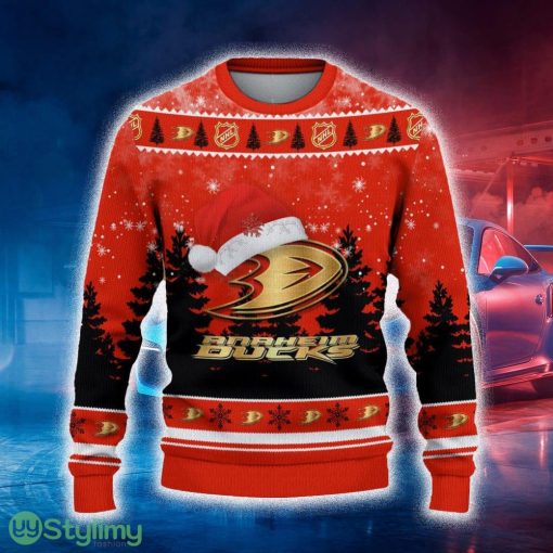Anaheim Ducks Ugly Christmas Sweater Tree Santa Hat Car For Fans Gift Familys Holidays - Anaheim Ducks Ugly Christmas Sweater_2