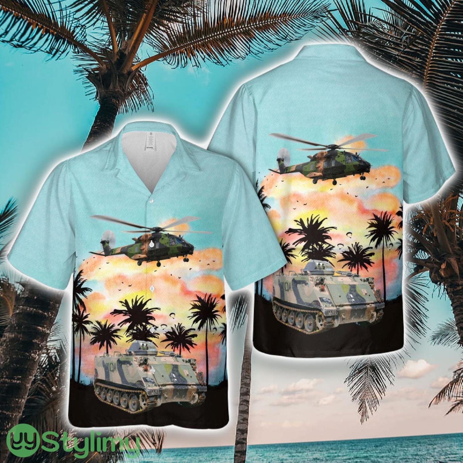 Australian Army M113 Armoured Personnel Carrier & NHI MRH-90 Aloha Short Sleeve 3D Printed Hawaiian Shirt For Men And Women 2 Australian Army M113 Armoured Personnel Carrier & NHI MRH-90 Aloha Short Sleeve 3D Printed Hawaiian Shirt For Men And Women Product Photo 1