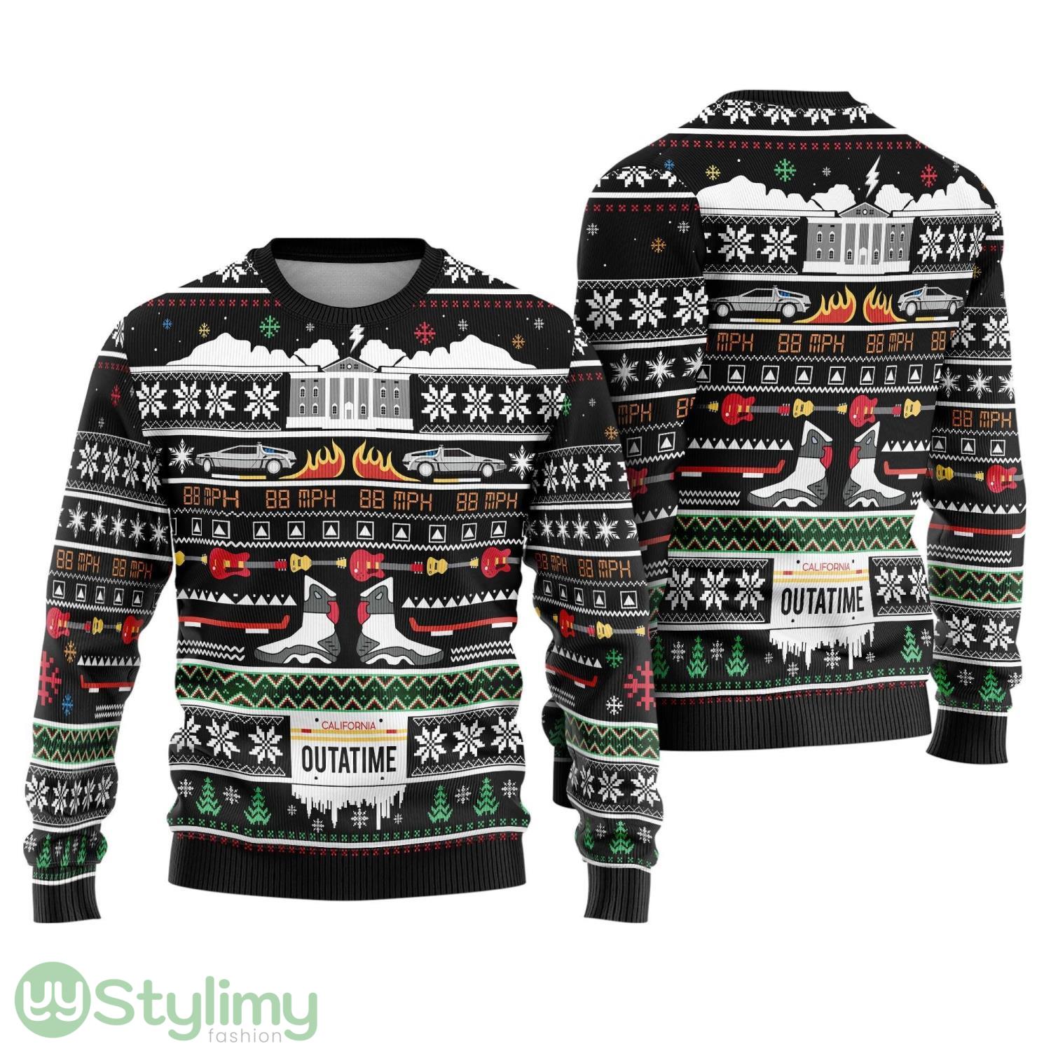 Back To The Future Ugly Christmas Sweatshirt Marty McFly Emmett Brown Ugly Sweater 2 Back To The Future Ugly Christmas Sweatshirt Marty McFly Emmett Brown Ugly Sweater Product Photo 1