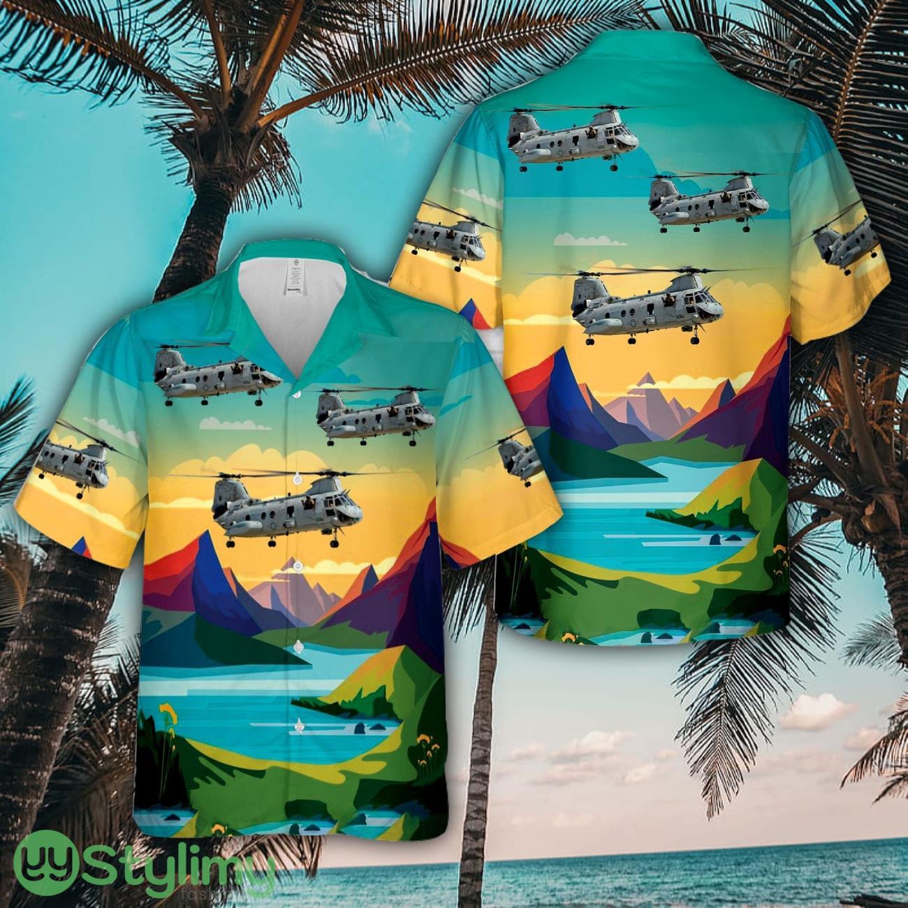 Boeing Vertol CH-46 Sea Knight Phrog BuNo.153369 Squadron 364 (HMM-364) Purple Foxes 3D Hawaiian Shirt Summer Time Holiday Gift For Men And Women 2 Boeing Vertol CH-46 Sea Knight Phrog BuNo.153369 Squadron 364 (HMM-364) Purple Foxes 3D Hawaiian Shirt Summer Time Holiday Gift For Men And Women Product Photo 1