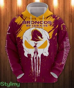 Brisbane Broncos 3D Hoodie Winter Gift Sport Fans Hoodie Skull Printed Product Photo 1