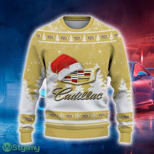 Cadillac Ugly Christmas Sweater Tree Santa Hat Car For Fans Gift Familys Holidays - Cadillac Ugly Christmas Sweater_2