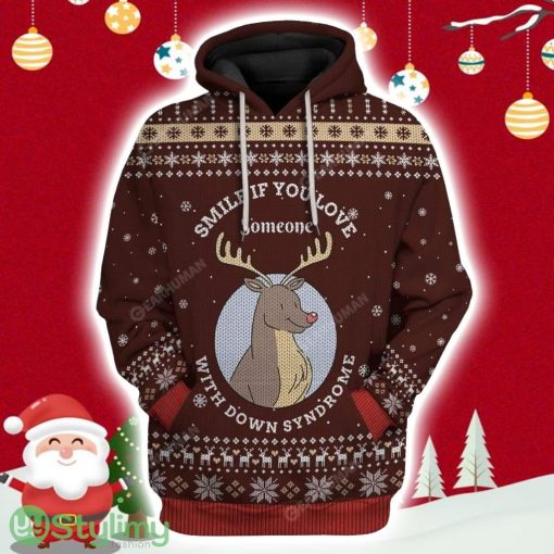 Christmas Smile If You Love Someone With Down Syndrome Hoodie 3D All Over Print Product Photo 1