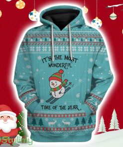 Christmas Snowman Ski Hoodie 3D All Over Print Product Photo 1