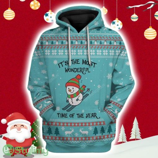 Christmas Snowman Ski Hoodie 3D All Over Print Product Photo 1