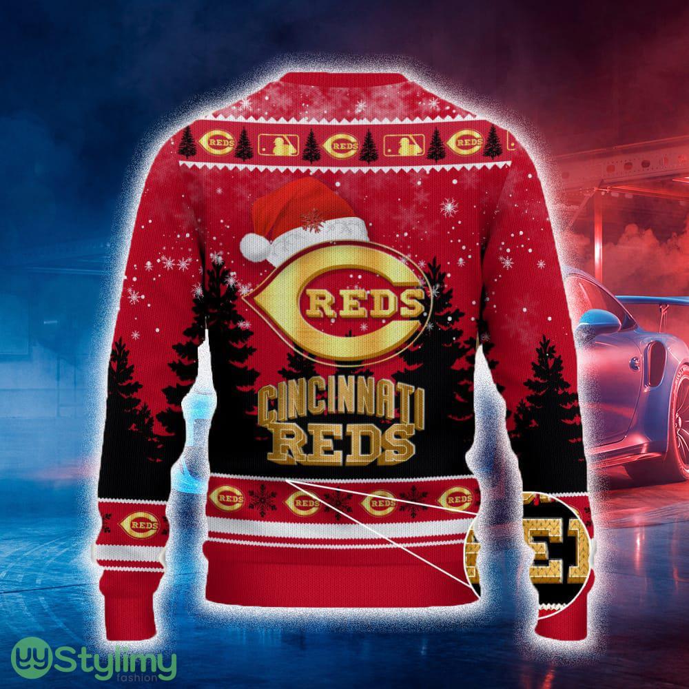 Cincinnati Reds Ugly Christmas Sweater Tree Santa Hat Car For Fans Gift Familys Holidays 2 Cincinnati Reds Ugly Christmas Sweater Tree Santa Hat Car For Fans Gift Familys Holidays - Cincinnati Reds Ugly Christmas Sweater_3