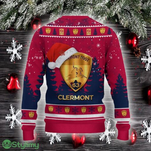 Clermont Foot Auvergne 63 Ugly Christmas Sweater Santa Hat Logo Trending Christmas Gift For Fans - Clermont Foot Auvergne 63 Ugly Christmas Sweater_3