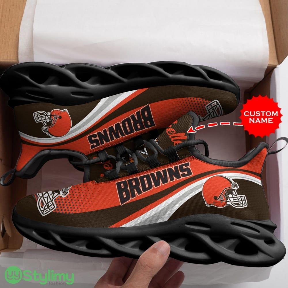 Cleveland Browns Custom Name Max Soul Sneakers For Men Women 2 Cleveland Browns Custom Name Max Soul Sneakers For Men Women - Cleveland Browns Max Soul Sneakers Running Sports Shoes_2