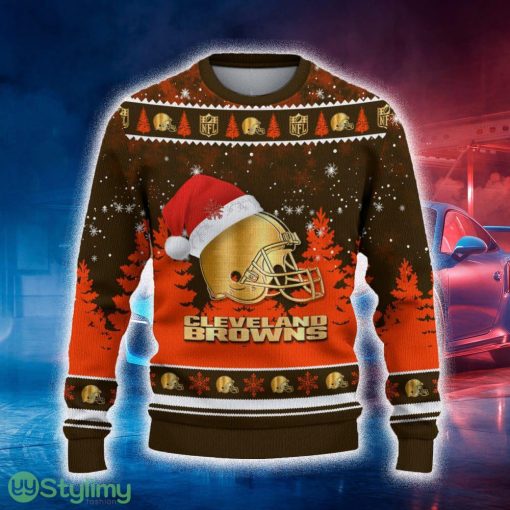 Cleveland Browns Ugly Christmas Sweater Tree Santa Hat Car For Fans Gift Familys Holidays - Cleveland Browns Ugly Christmas Sweater_2