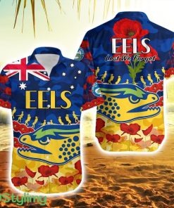 Eels Rugby Anzac Hawaiian Shirt Lest We Forget Product Photo 1