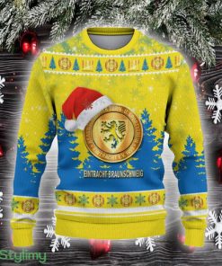 Eintracht Braunschweig Ugly Christmas Sweater Santa Hat Logo Trending Christmas Gift For Fans - Eintracht Braunschweig Ugly Christmas Sweater_2