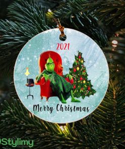 Green Man And Dog Christmas Tree Hanging Ceramic Ornament Product Photo 1