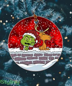 Green Man And Dog Funny Christmas Ornament Product Photo 1