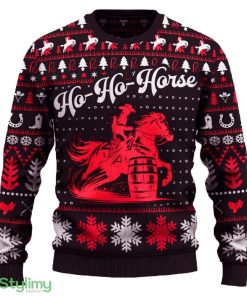 Ho Ho Horse Barrel Racing Cowboy Knitted Sweater Gift Fans For Men And Women Christmas - Ho-Ho-Horse Barrel Racing Cowboy Ugly Christmas Sweater_ 1