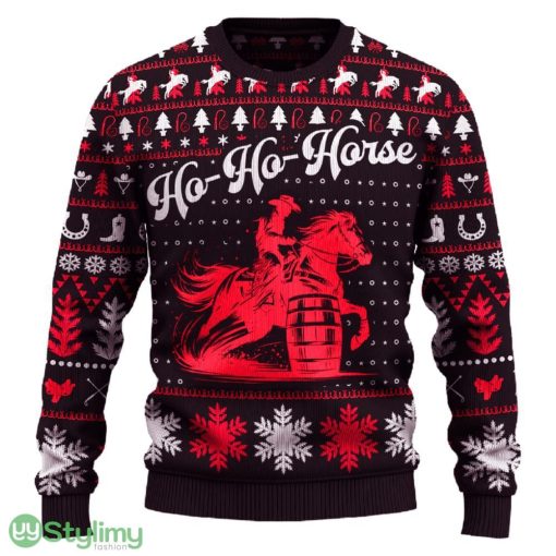 Ho Ho Horse Barrel Racing Cowboy Knitted Sweater Gift Fans For Men And Women Christmas - Ho-Ho-Horse Barrel Racing Cowboy Ugly Christmas Sweater_ 1