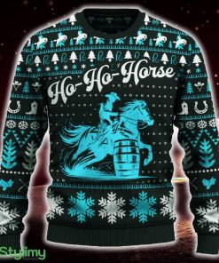 Ho-Ho-Horse Barrel Racing Cowboy Snowflakes Ugly Christmas Sweater Trending Gift For Men And Women - Ho-Ho-Horse Barrel Racing Cowboy Ugly Christmas Sweater_ 1