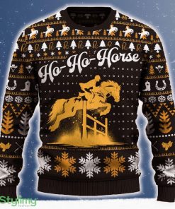 Ho Ho Horse Show Jumping Ugly Christmas Sweater 2023 Trending Hot Pattern For Fans Gift - Ho-Ho-Horse Show Jumping Sweater_1