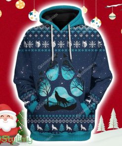 Howling Wolf In Moonlight Christmas Custom Hoodie 3D All Over Print Product Photo 1