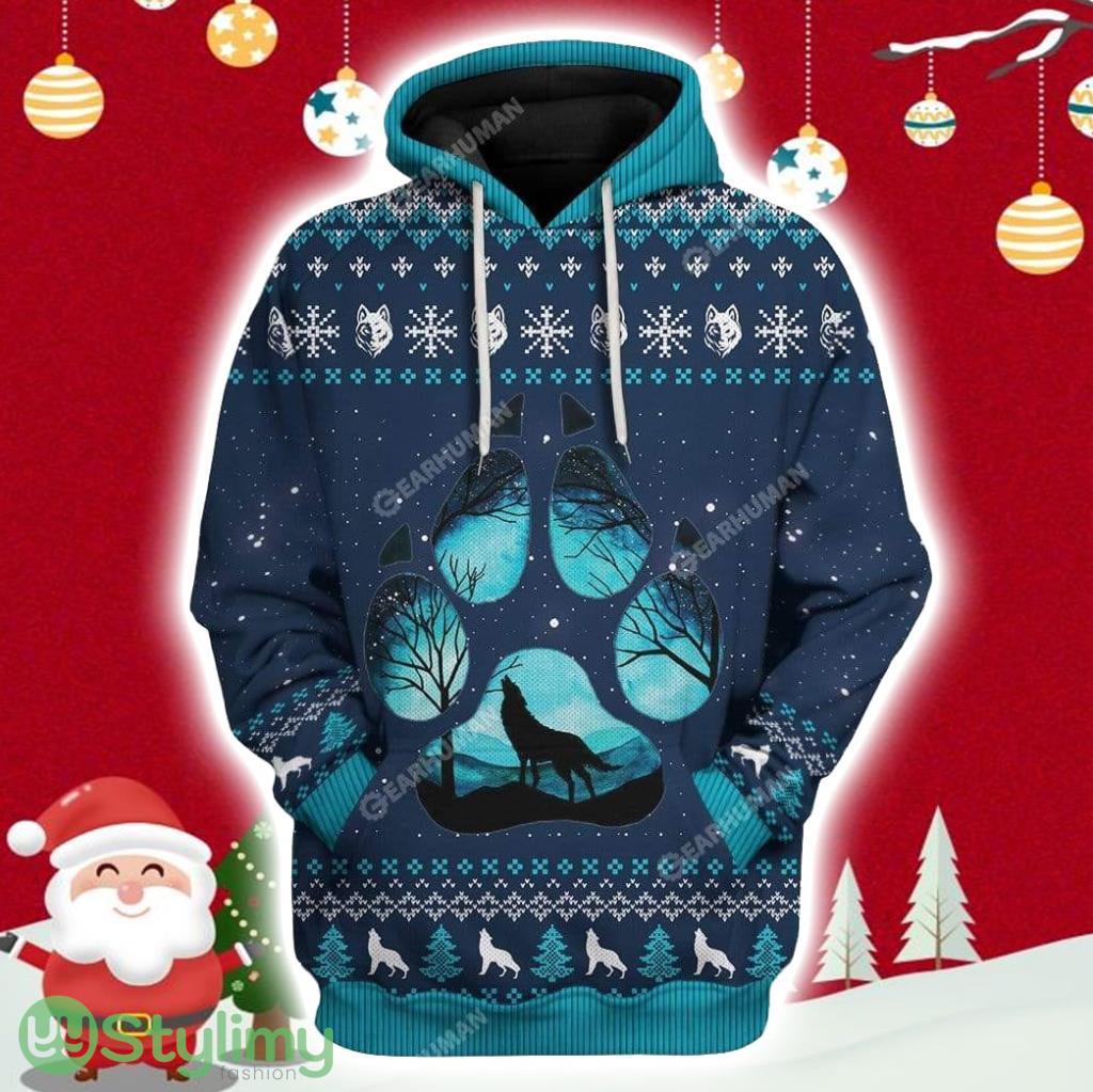 Howling Wolf In Moonlight Christmas Custom Hoodie 3D All Over Print 5 Howling Wolf In Moonlight Christmas Custom Hoodie 3D All Over Print Product Photo 1