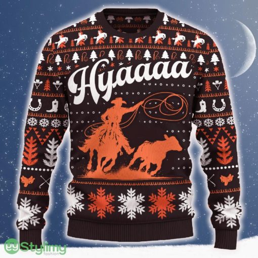 Hyaaaa Breakaway Roping Christmas Tree AOP Sweater Special Gift For Men And Women - Hyaaaa Breakaway Roping Ugly Christmas Sweater_ 1