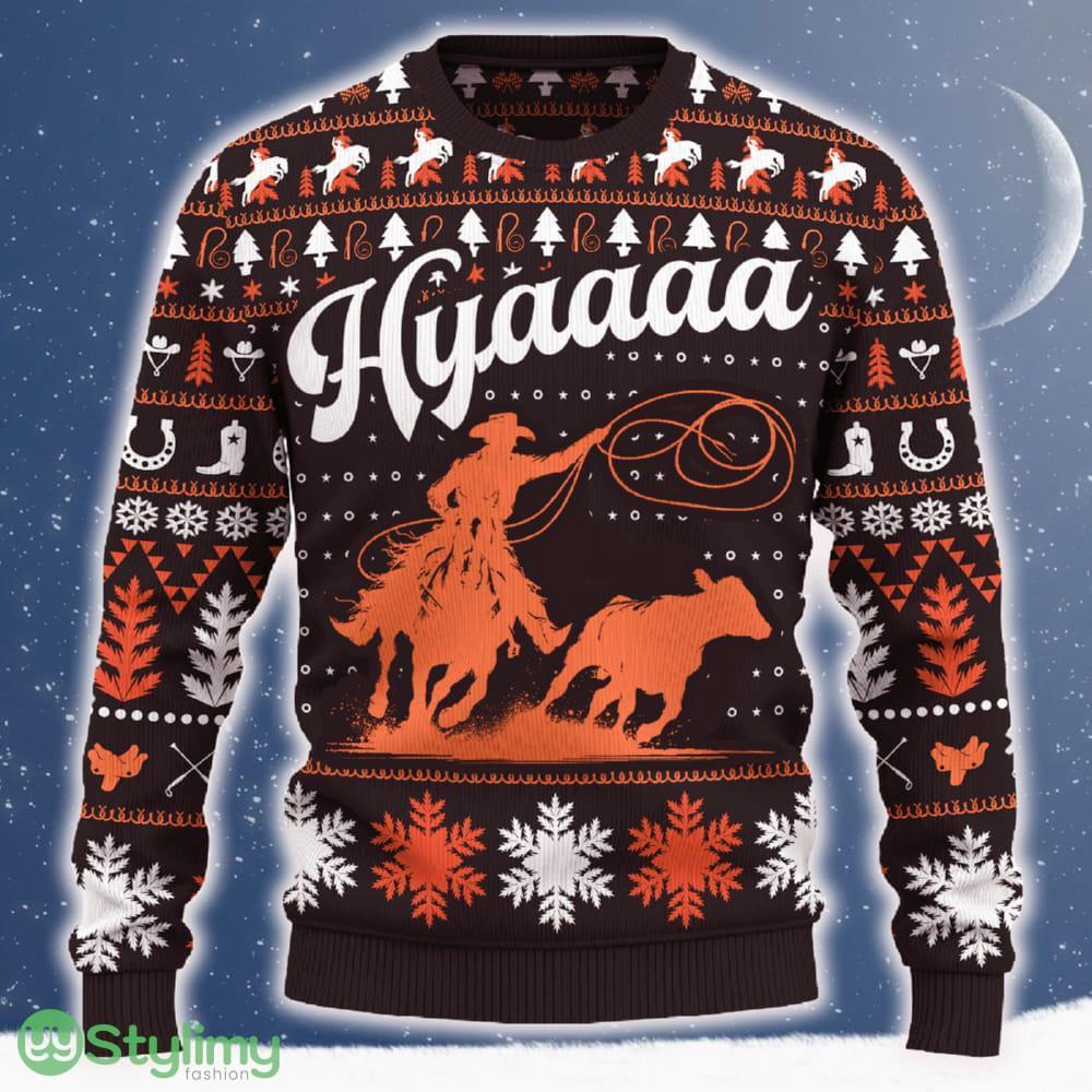 Hyaaaa Breakaway Roping Christmas Tree AOP Sweater Special Gift For Men And Women 4 Hyaaaa Breakaway Roping Christmas Tree AOP Sweater Special Gift For Men And Women - Hyaaaa Breakaway Roping Ugly Christmas Sweater_ 1