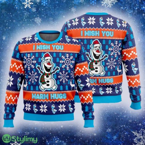 I Wish You Warm Hugs Ugly Christmas Sweater Snowman Santa Hat Gift For Men Women Winter