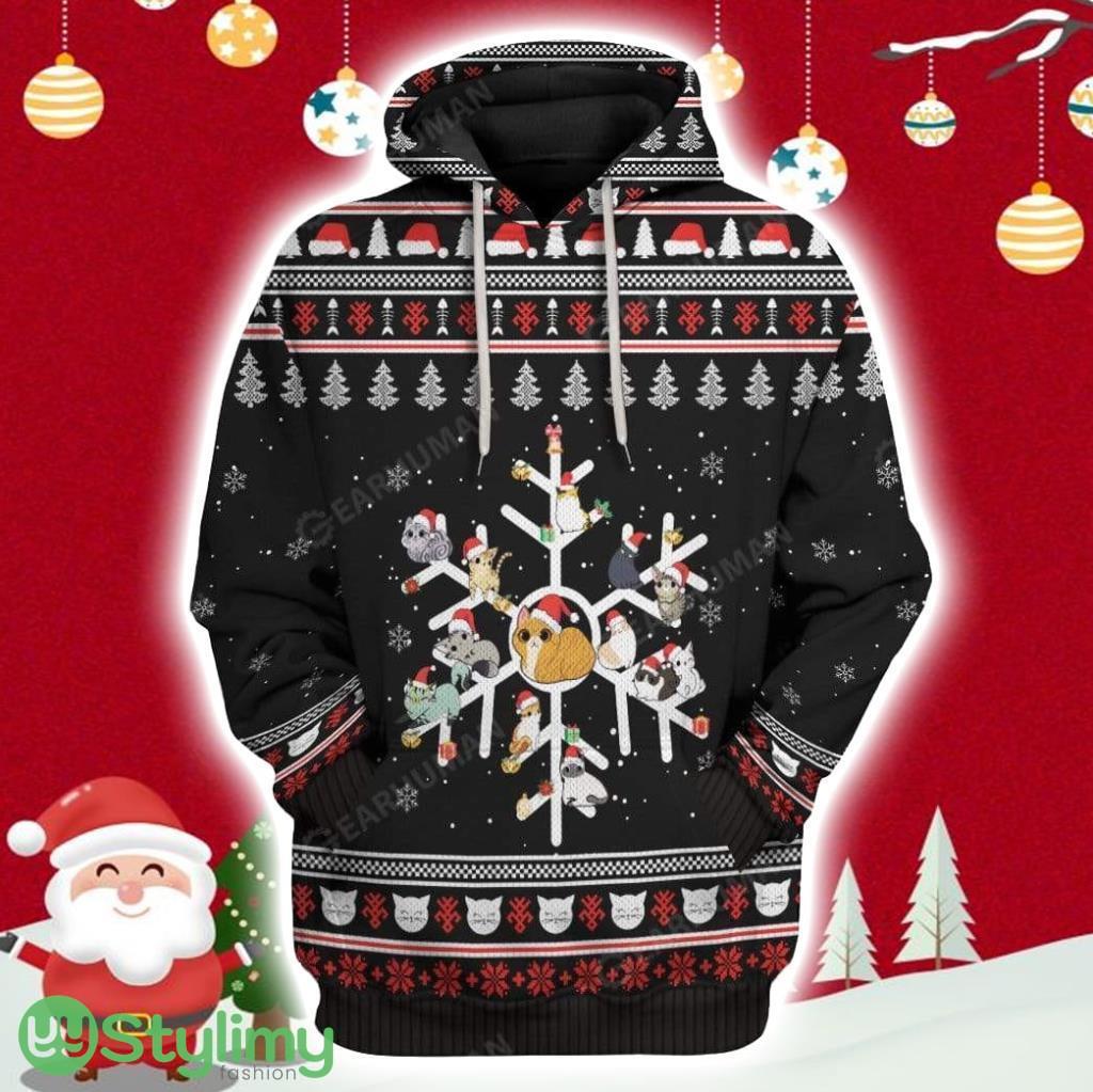 Kittens On Snowflake Christmas Custom Hoodie 3D All Over Print 6 Kittens On Snowflake Christmas Custom Hoodie 3D All Over Print Product Photo 1