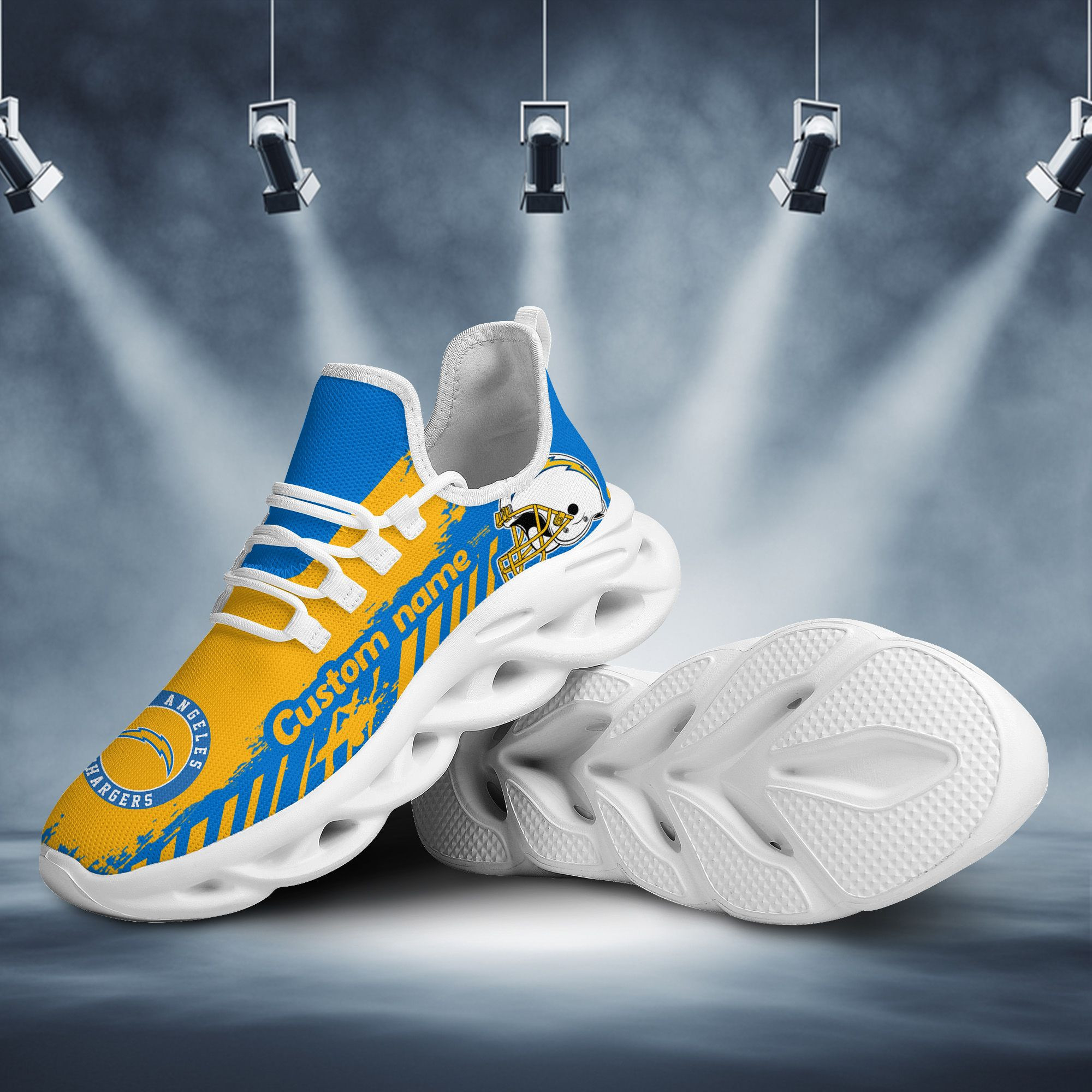 Los Angeles Chargers Americanfootball Team Helmet Custom Name Men And Women Max Soul Sneakers Shoes For Fans 3 Los Angeles Chargers Americanfootball Team Helmet Custom Name Men And Women Max Soul Sneakers Shoes For Fans - 281223-112034