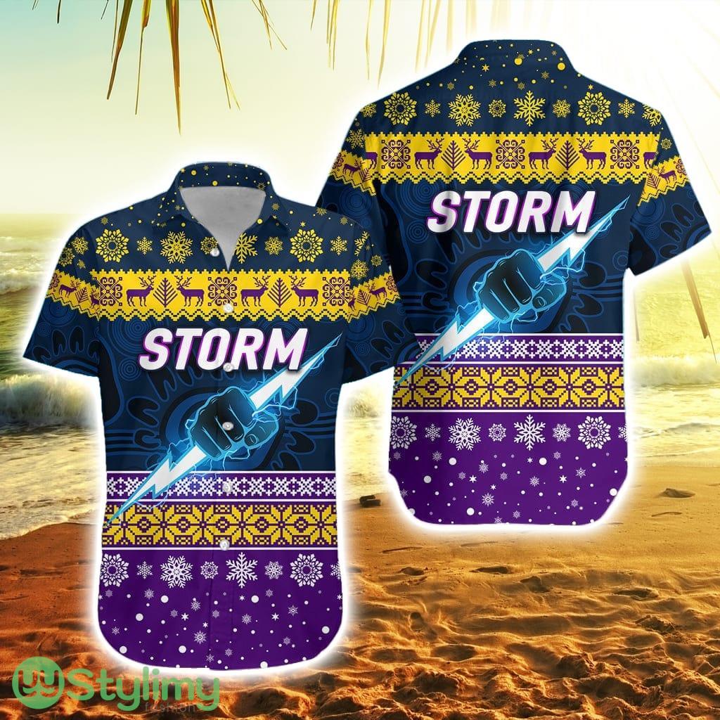 Melbourne Storm Hawaiian Shirt Christmas Simple Style Navy 2 Melbourne Storm Hawaiian Shirt Christmas Simple Style Navy Product Photo 1