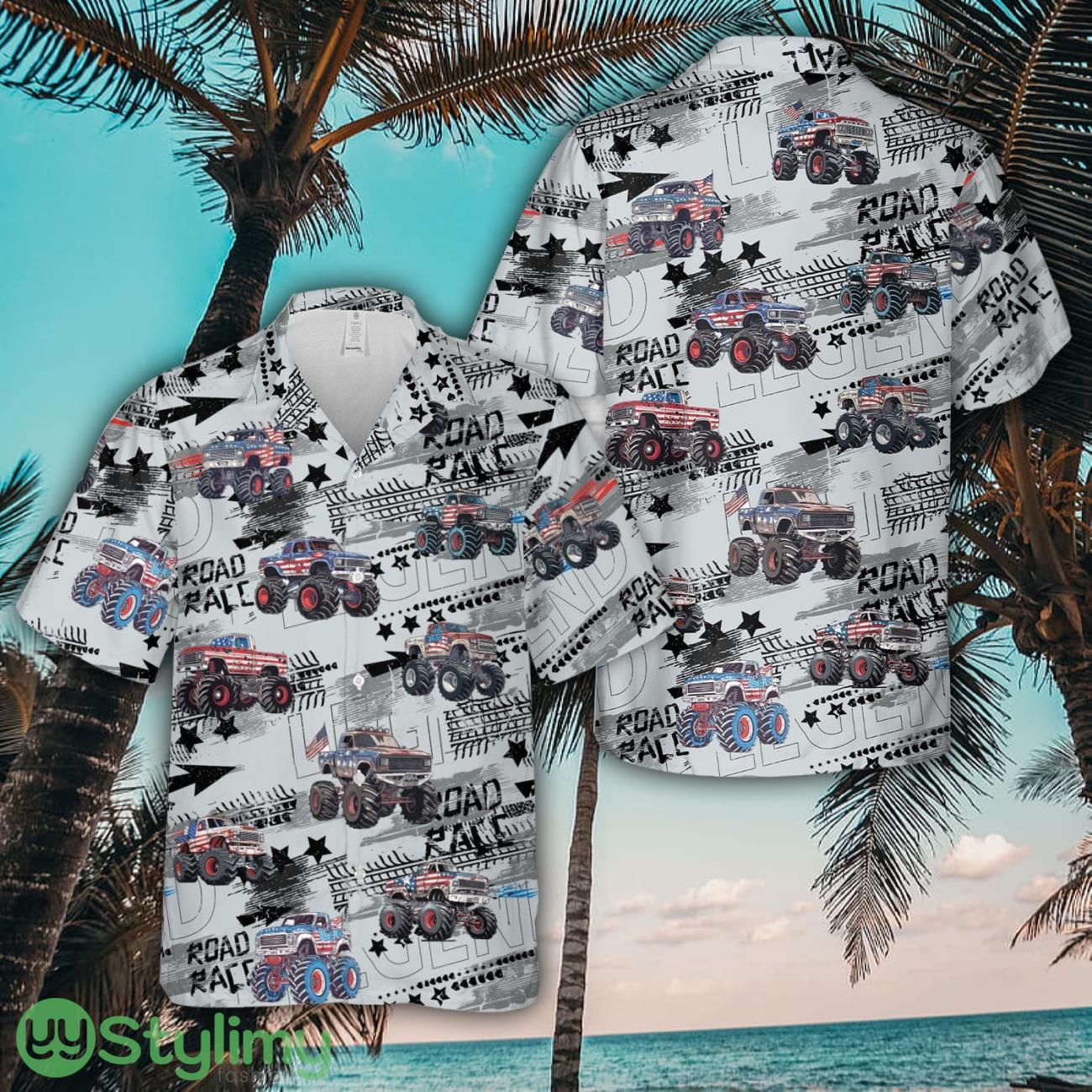 Monster Truck with American Flag 3D Hawaiian Shirt Summer Time Holiday Gift For Men And Women 2 Monster Truck with American Flag 3D Hawaiian Shirt Summer Time Holiday Gift For Men And Women Product Photo 1