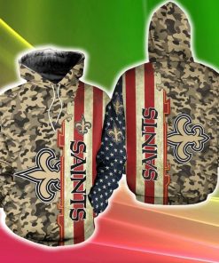 New Orleans Saints America Flag Pullover 3D Hoodie Zip Hoodie Cold All Over Printed For Fans Gift Christmas Holidays - 081223-131413