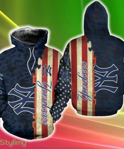 New York Yankees America Flag Woolen 3D Hoodie Zip Hoodie Cold All Over Printed For Fans Gift Christmas Holidays - New York Yankees America Flag Woolen 3D Hoodie Zip Hoodie Cold All Over Printed For Fans Gift Christmas Holidays