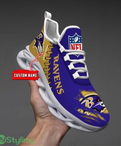 NFL Custom Name Shoes Baltimore Ravens 3D Max Soul Shoes Running Sneakers Product Photo 1