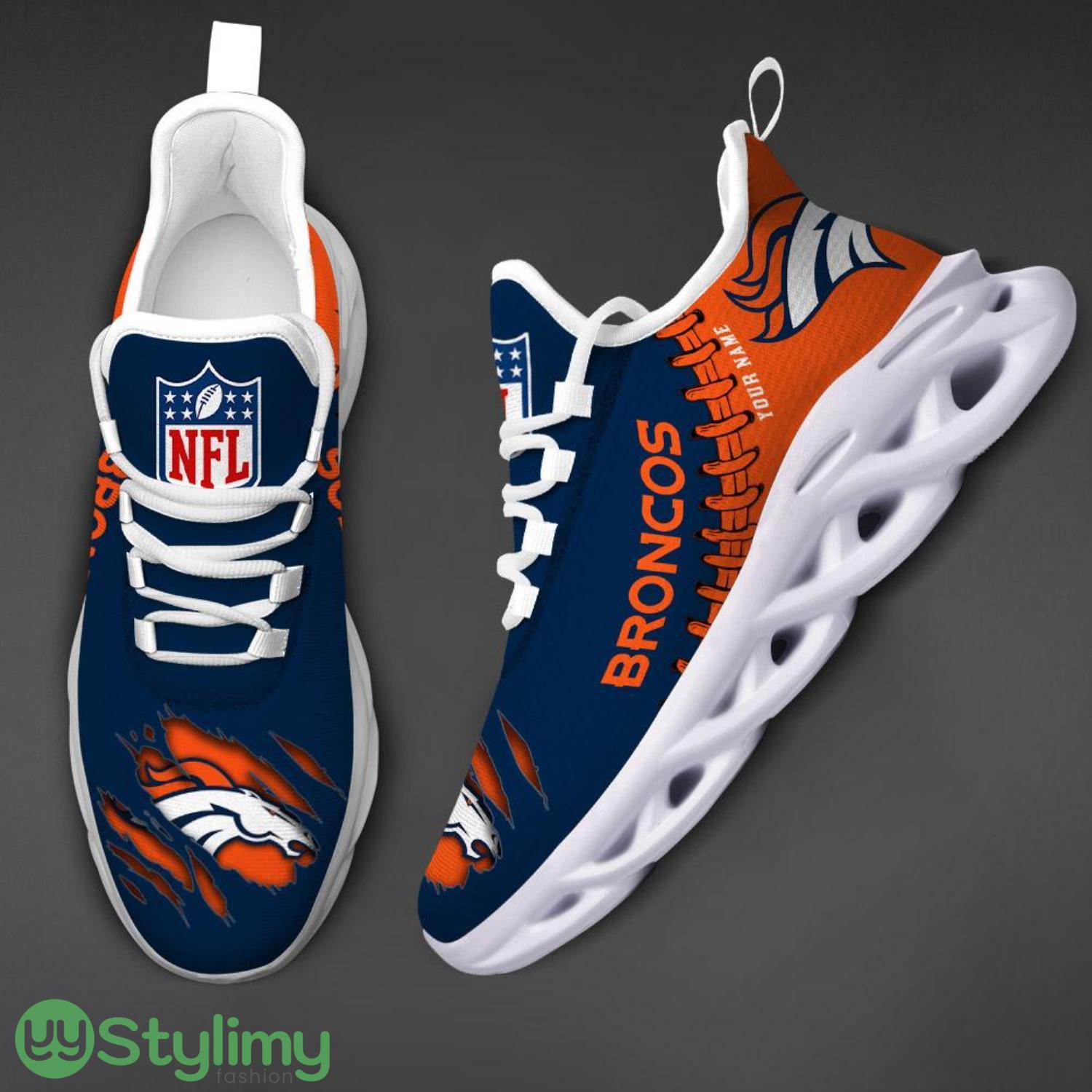 NFL Custom Name Shoes Denver Broncos 3D Max Soul Shoes Running Sneakers 2 NFL Custom Name Shoes Denver Broncos 3D Max Soul Shoes Running Sneakers Product Photo 2