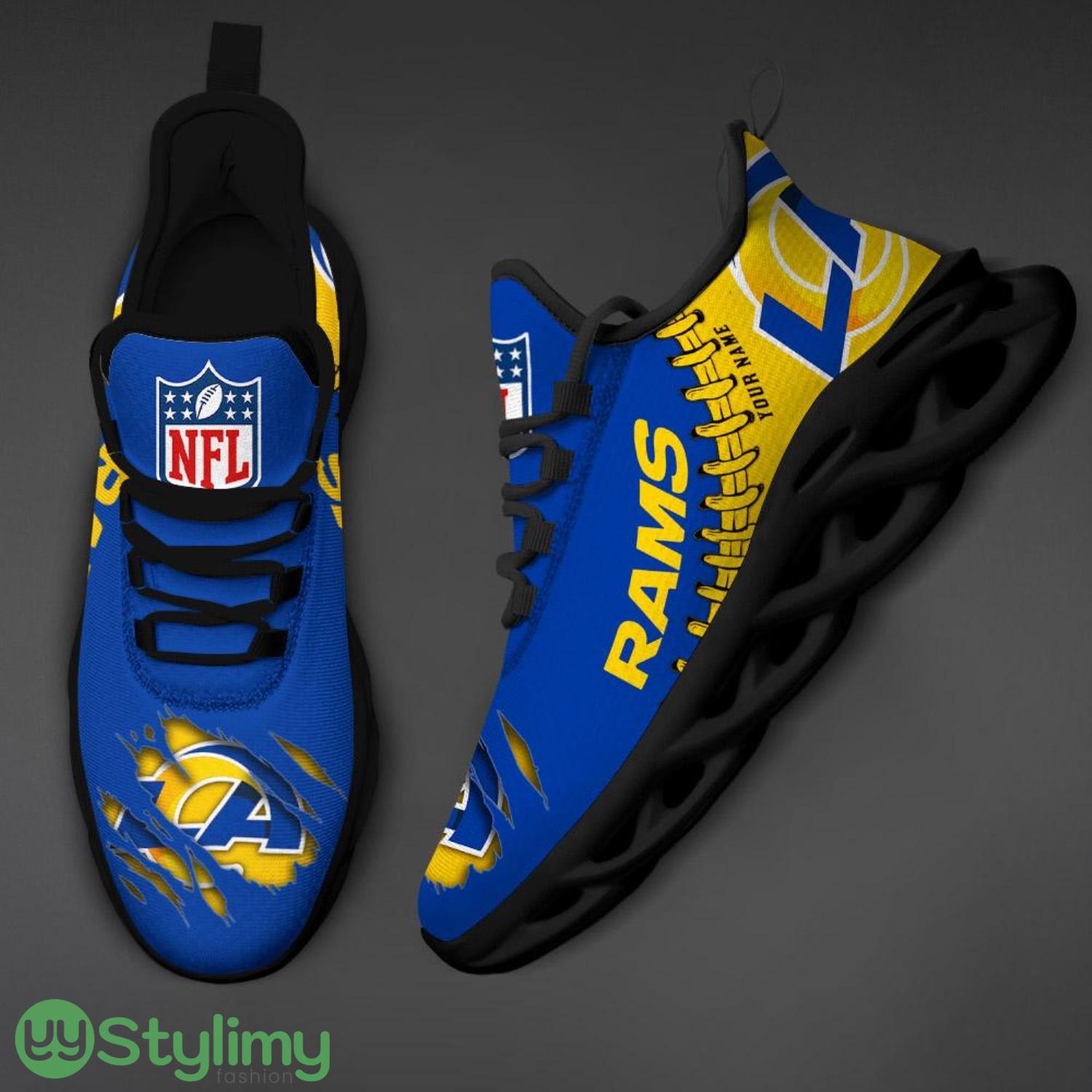 NFL Custom Name Shoes Los Angeles Rams 3D Max Soul Shoes Running Sneakers 2 NFL Custom Name Shoes Los Angeles Rams 3D Max Soul Shoes Running Sneakers Product Photo 2