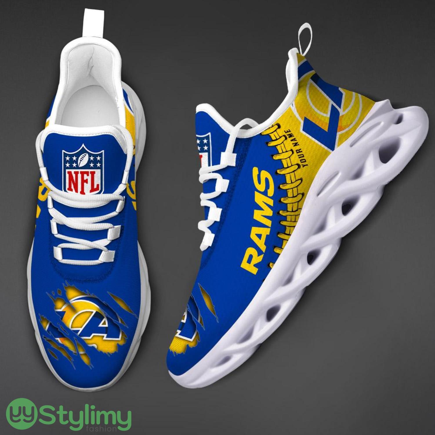 NFL Custom Name Shoes Los Angeles Rams 3D Max Soul Shoes Running Sneakers 3 NFL Custom Name Shoes Los Angeles Rams 3D Max Soul Shoes Running Sneakers Product Photo 3