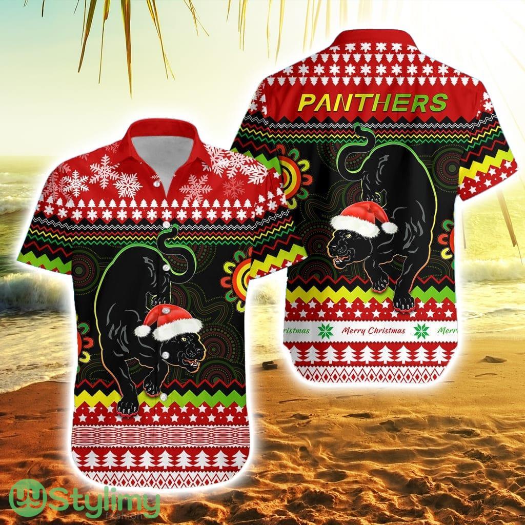 Panthers Christmas Hawaiian Shirt Penrith Snow Mix Indigenous 2 Panthers Christmas Hawaiian Shirt Penrith Snow Mix Indigenous Product Photo 1