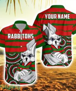 Personalised Australia Rabbitohs Indigenous Rugby Hawaiian Shirt Rabbit Cartoon Product Photo 1