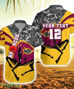 Personalised Brisbane Broncos Hawaiian Shirt Anzac Day Camo Style Product Photo 1