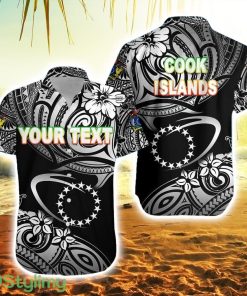 Personalised Cook Islands Rugby Hawaiian Shirt Unique Vibes Black Product Photo 1