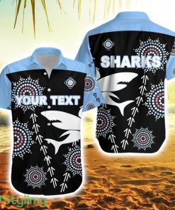 Personalised Cronulla Hawaiian Shirt Sharks Simple Indigenous Black Product Photo 1