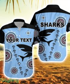 Personalised Cronulla Hawaiian Shirt Sharks Simple Indigenous Blue Product Photo 1