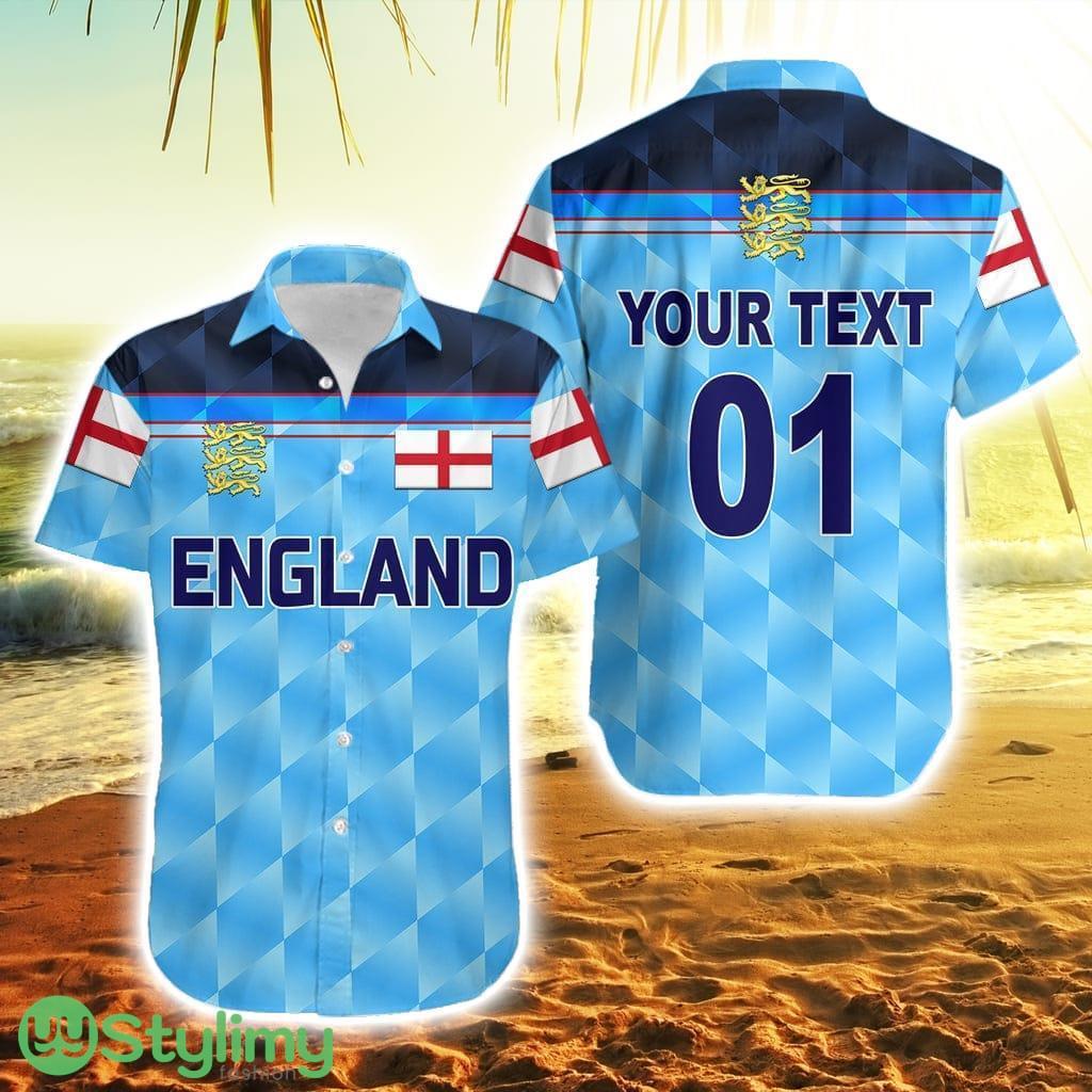 Personalised England Cricket Hawaiian Shirt Unique Blue 2 Personalised England Cricket Hawaiian Shirt Unique Blue Product Photo 1