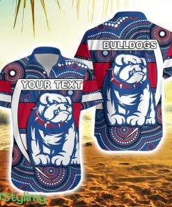 Personalised Western Football Bulldogs Striped Hawaiian Shirt Redamancy Indigenous Australian Product Photo 1