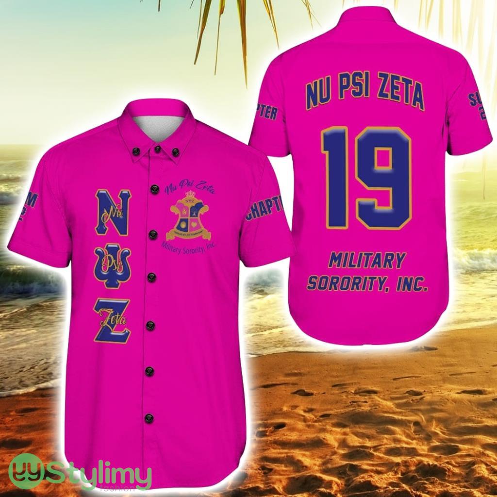 Personalized Nu Psi Zeta Military Sorority Pink Vibrant Hawaiian Shirt For Men And Women 2 Personalized Nu Psi Zeta Military Sorority Pink Vibrant Hawaiian Shirt For Men And Women Product Photo 1