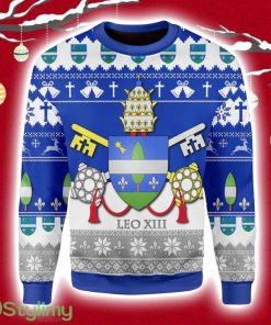 Pope Leo XIII Coat Of Arms Christmas Ugly Sweater 3D Product Photo 1